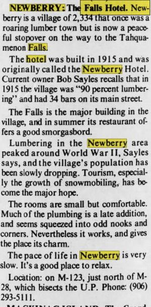 Falls Hotel (Newberry Hotel) - Oct 1972 Article